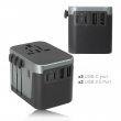 WAVE Universal Travel Adapter with Dual USB + 3 Type-C