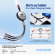 POWERTRIO Retractable 3 in 1 Fast Charging Cable